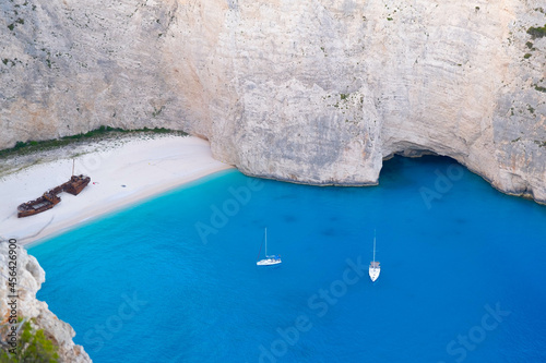 Idyllic view of beautiful Navagio Beach on Zakynthos Island in Greece