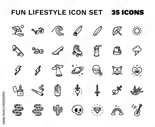 Fun lifestyle icon set minimalist clean logo style