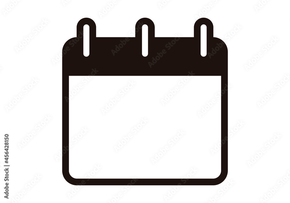 Icono negro de calendario en fondo blanco. Icono negro de calendario en fondo blanco.