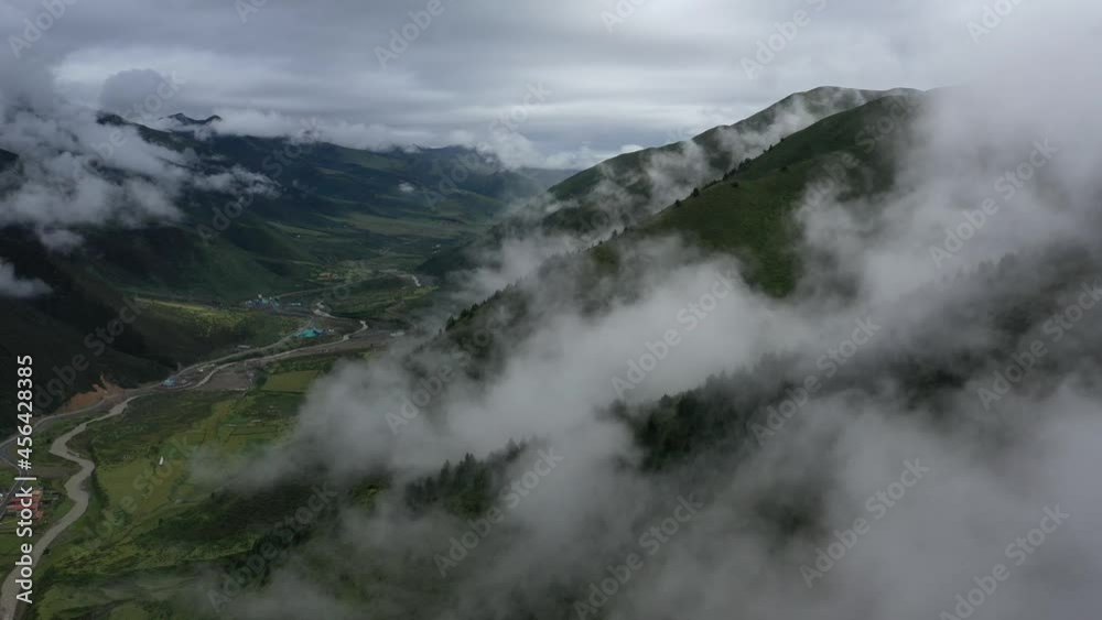 aerial view of the mountain with clouds aerial view of the mountain with clouds