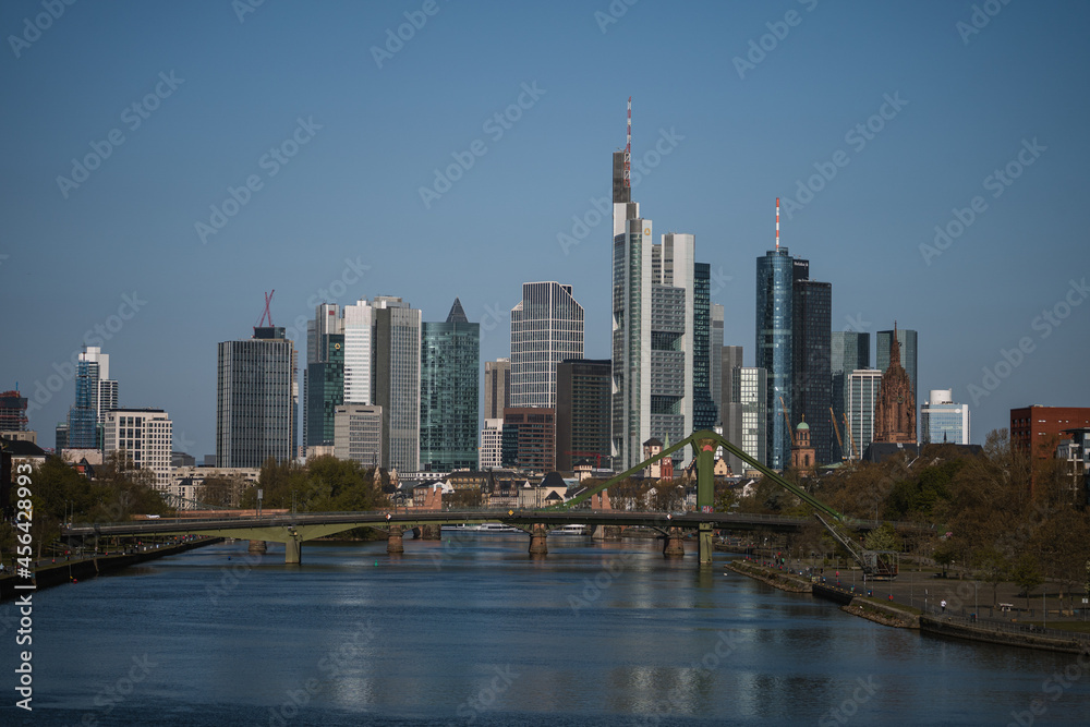 FRANKFURT am MAIN , APRIL 24, 2021, view of Frankfurt, with skyscrapers FRANKFURT am MAIN , APRIL 24, 2021, view of Frankfurt, with skyscrapers