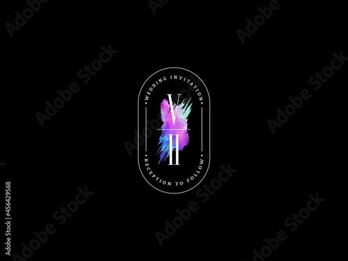 Letter VH V&H Logo, Creative vc Logo Letter Vector Stock for floral wedding, anniversary celebration
