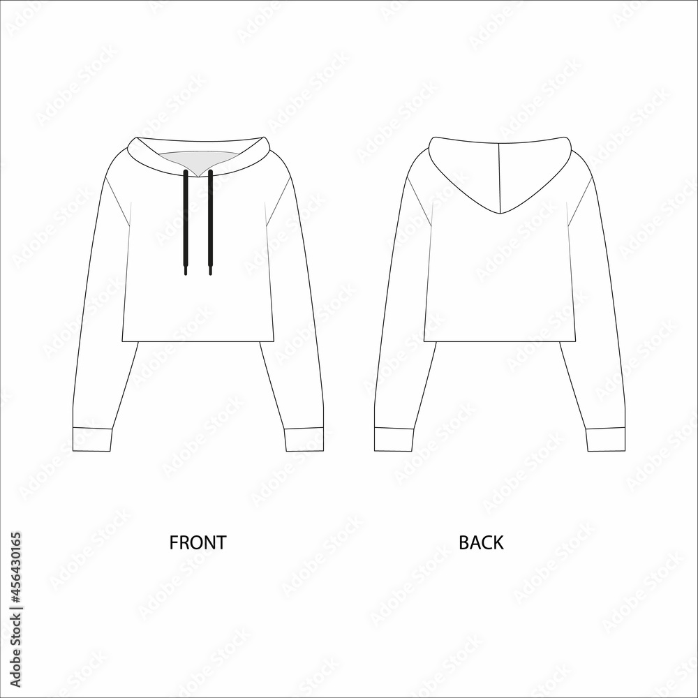 vector illustration of a cropped hoodie. Hoodie template design. Jacket ...