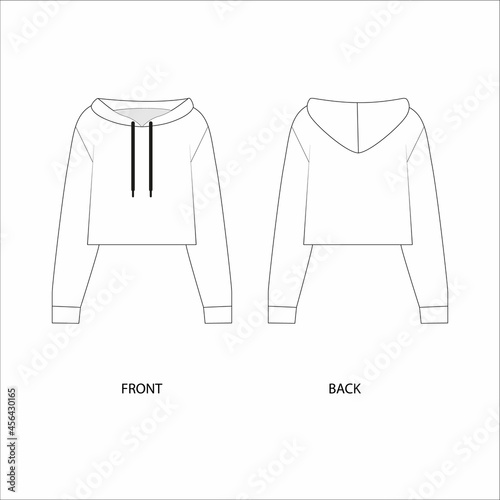 vector illustration of a cropped hoodie. Hoodie template design. Jacket with a hood vector art. 