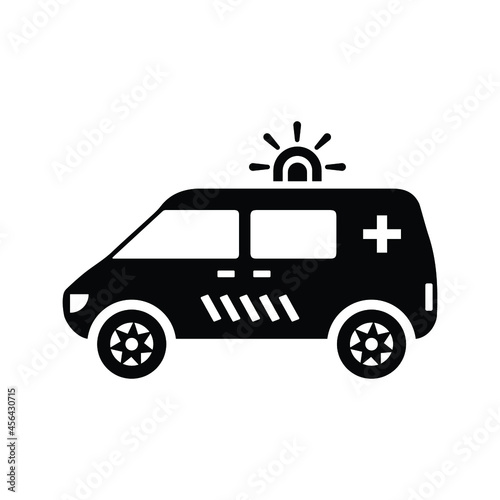 Care, ambulance icon. Black vector graphics.