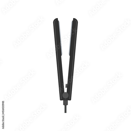 Black hair straighten icon. Vector Illustration. Flat design.