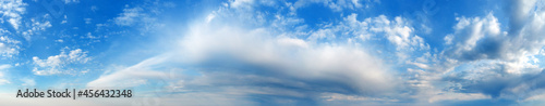 Blue Sky background with tiny Clouds. Panorama background