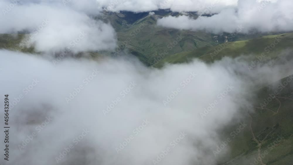aerial view of the mountain with clouds aerial view of the mountain with clouds