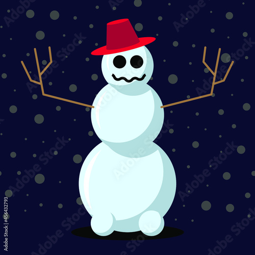 Cartoon illustration of a scary snowman in vector