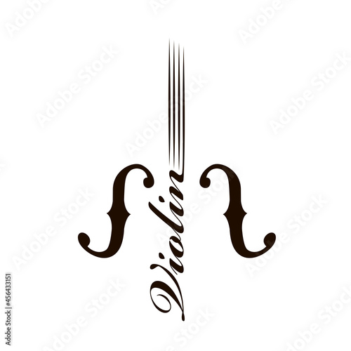 abstract monochrome illustration of violin isolated on white background