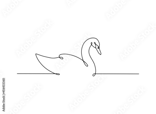 Line art swan. Minimal linear logo