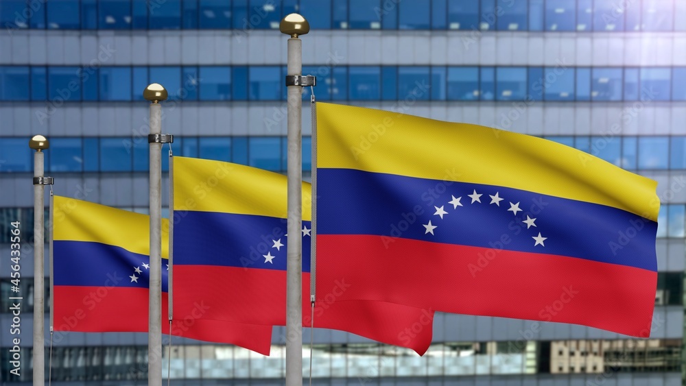 3D, Venezuelan flag waving on wind. Close up Venezuela banner blowing soft silk. 3D, Venezuelan flag waving on wind. Close up Venezuela banner blowing soft silk.