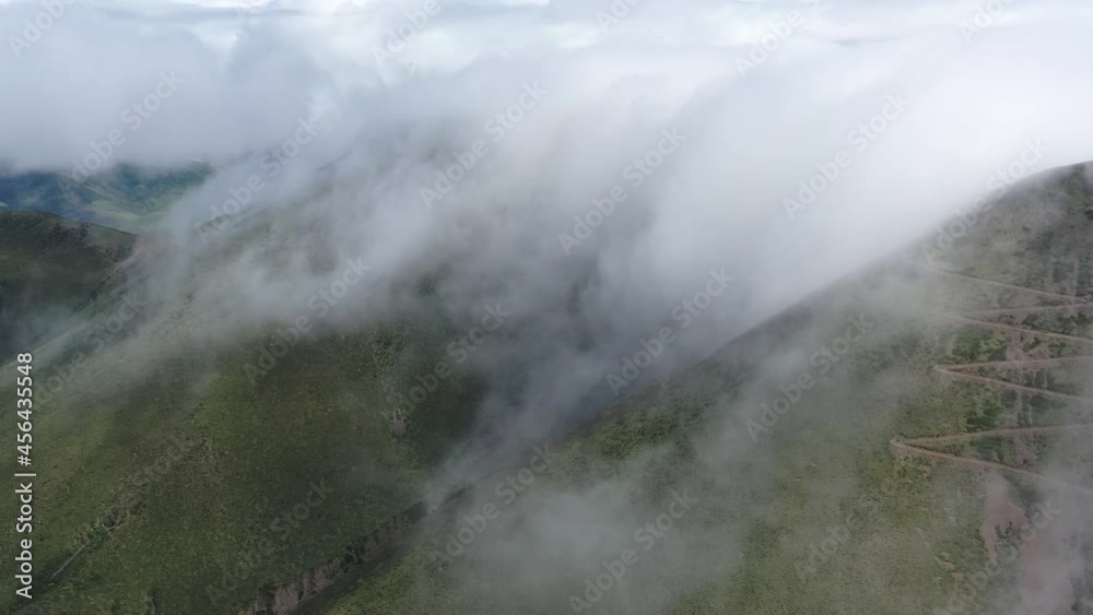aerial view of the mountain with clouds aerial view of the mountain with clouds