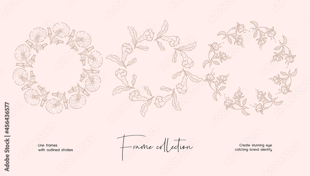 Line art illustration collection of decorative vector frames for branding or logo Line art illustration collection of decorative vector frames for branding or logo