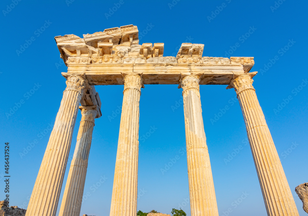 Temple of Apollo ruins in Side, Antalya, Turkey
