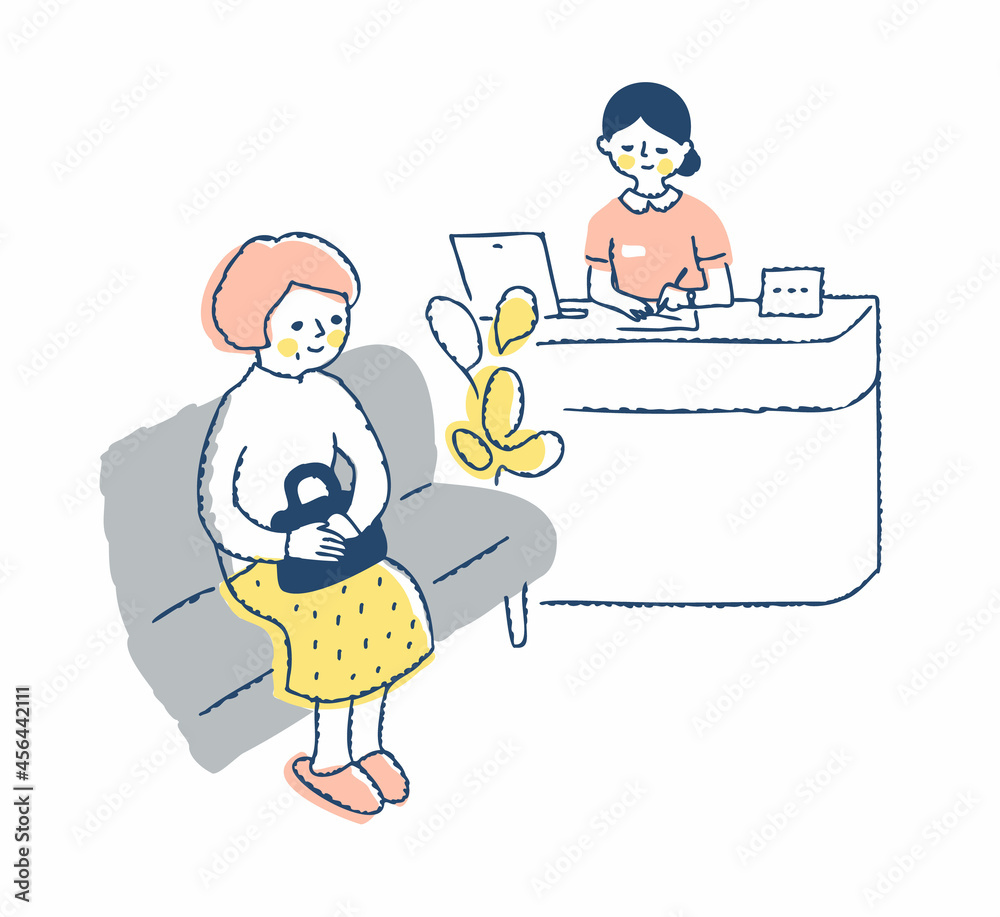 病院の待合室 看護師と女性患者 Stock イラスト Adobe Stock