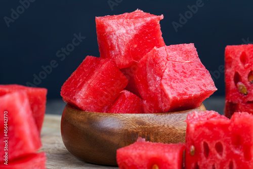 sliced red ripe watermelon close up