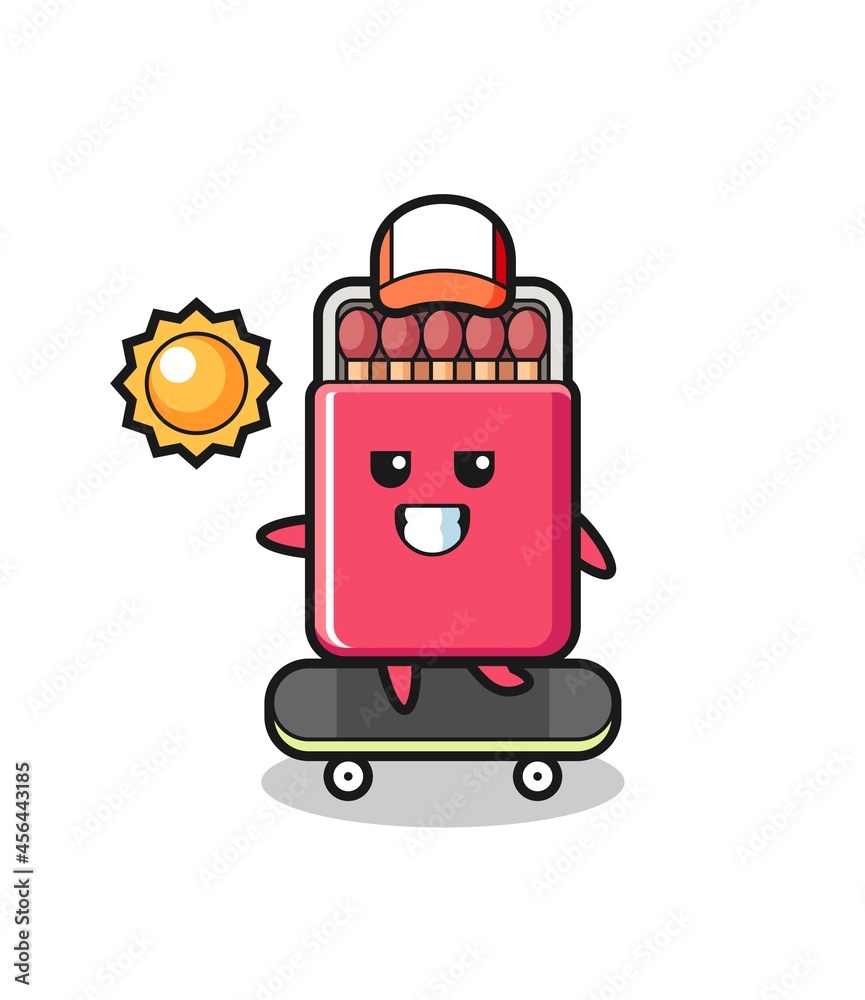 matches box character illustration ride a skateboard matches box character illustration ride a skateboard