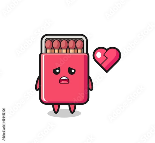 matches box cartoon illustration is broken heart