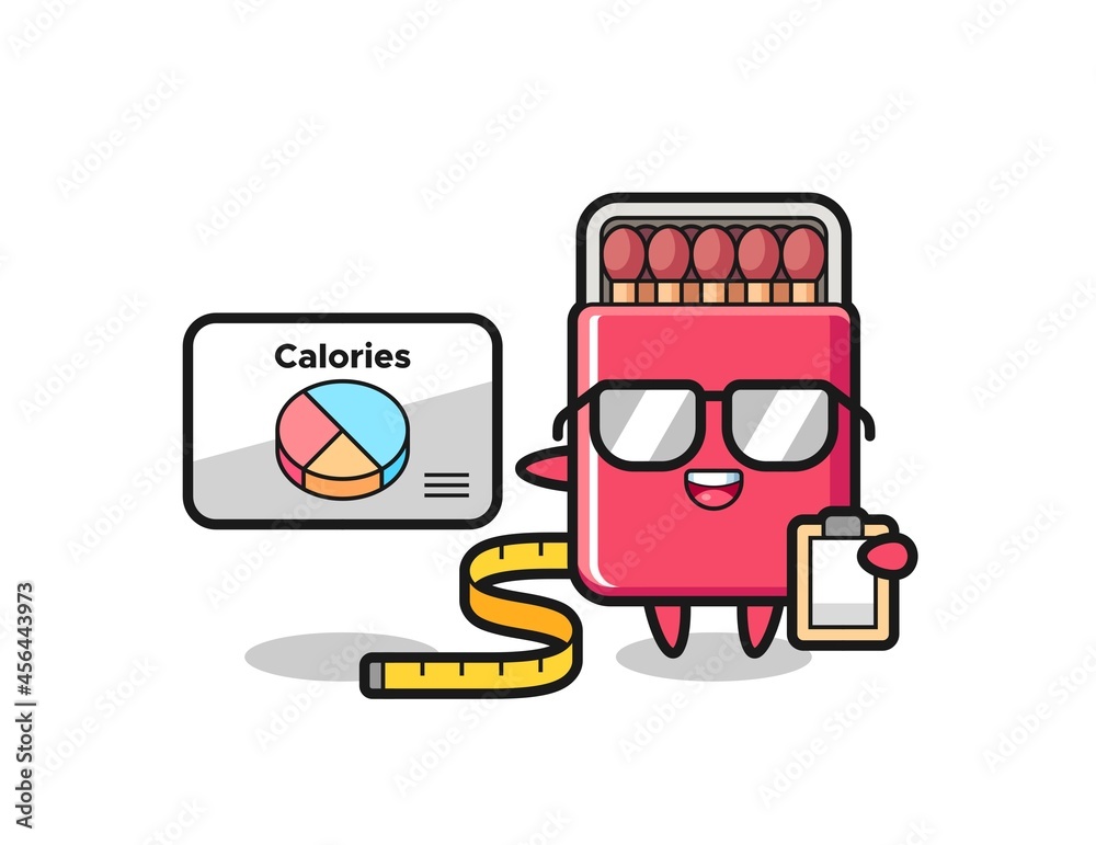 Illustration of matches box mascot as a dietitian