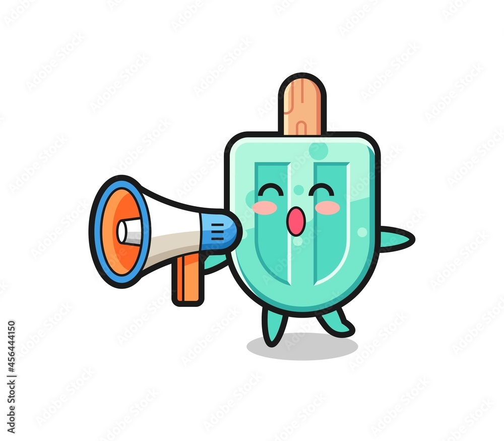 Naklejka premium popsicles character illustration holding a megaphone