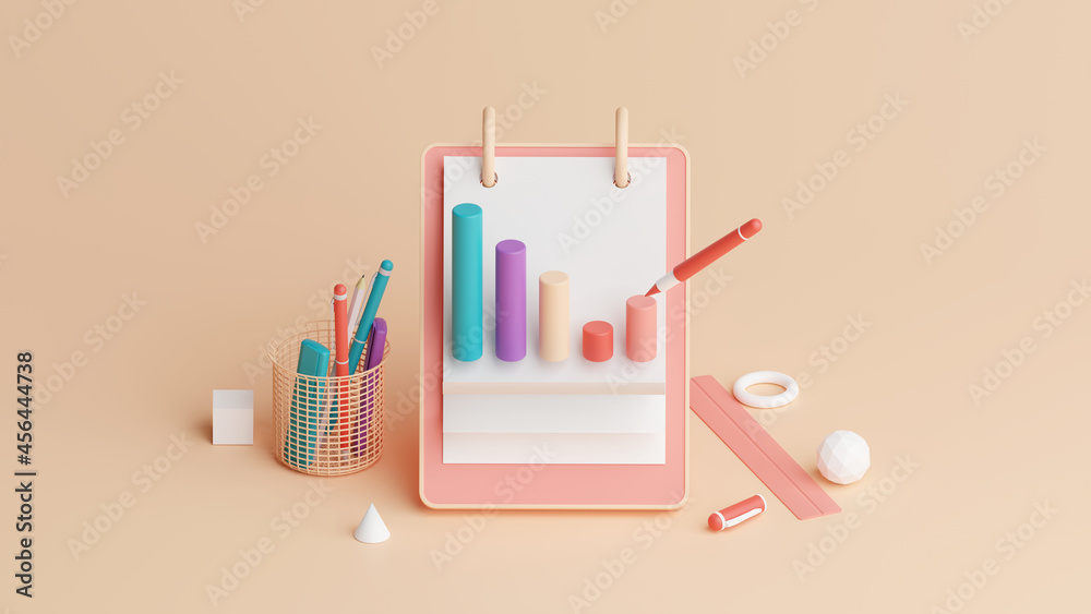 Obraz premium 3d board analytics chart , illustration