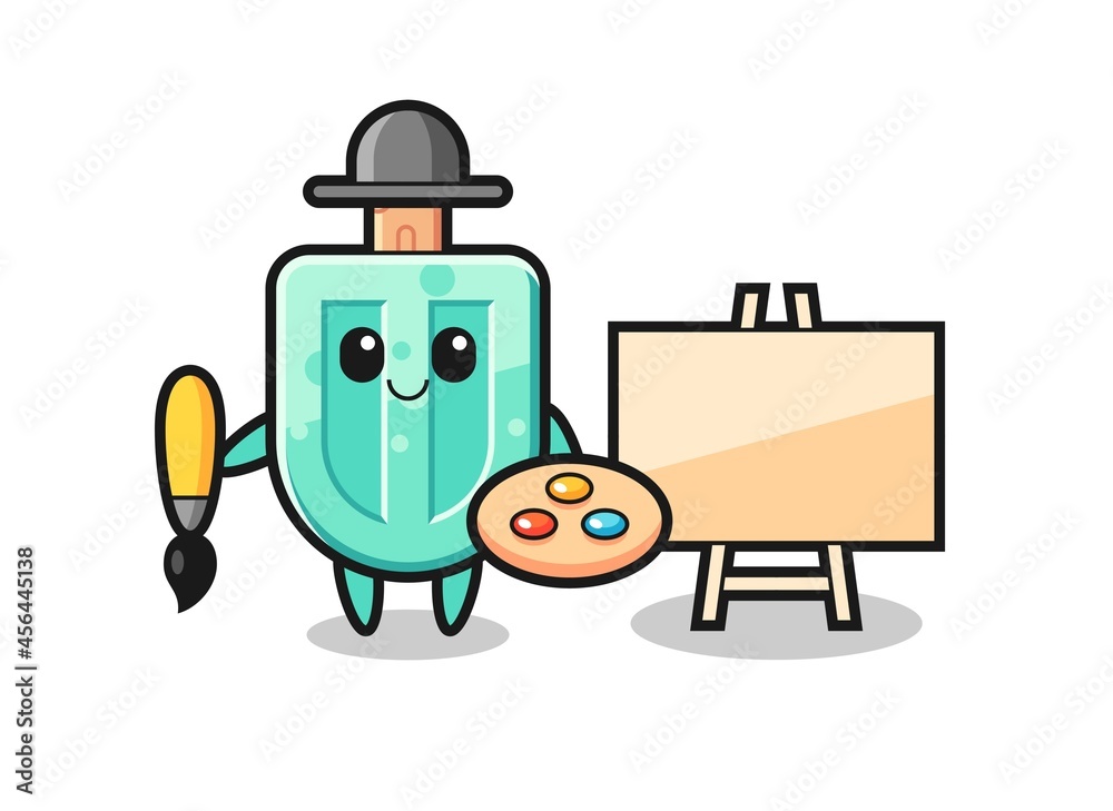 Illustration of popsicles mascot as a painter