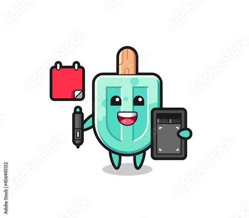 Illustration of popsicles mascot as a graphic designer