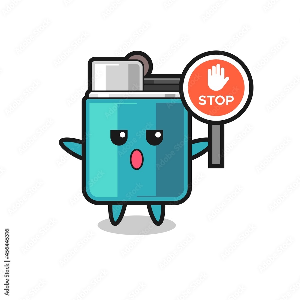 lighter character illustration holding a stop sign lighter character illustration holding a stop sign