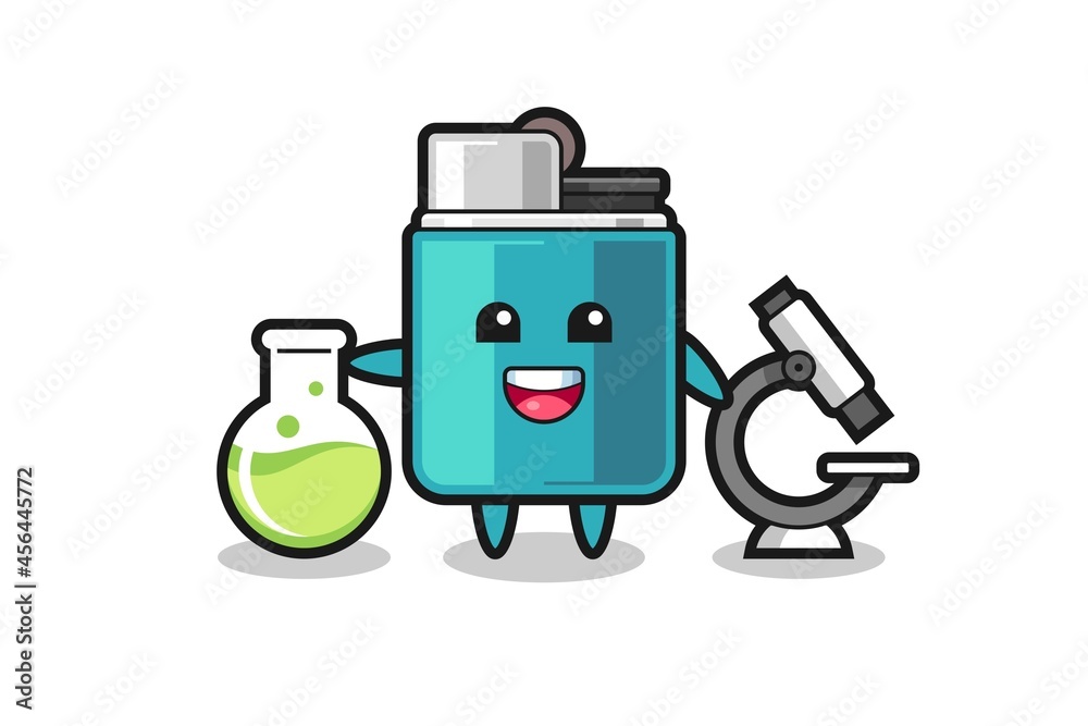 Mascot character of lighter as a scientist Mascot character of lighter as a scientist