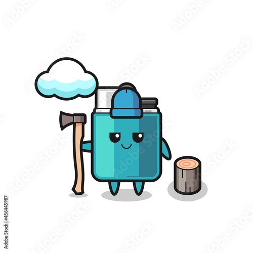 Character cartoon of lighter as a woodcutter