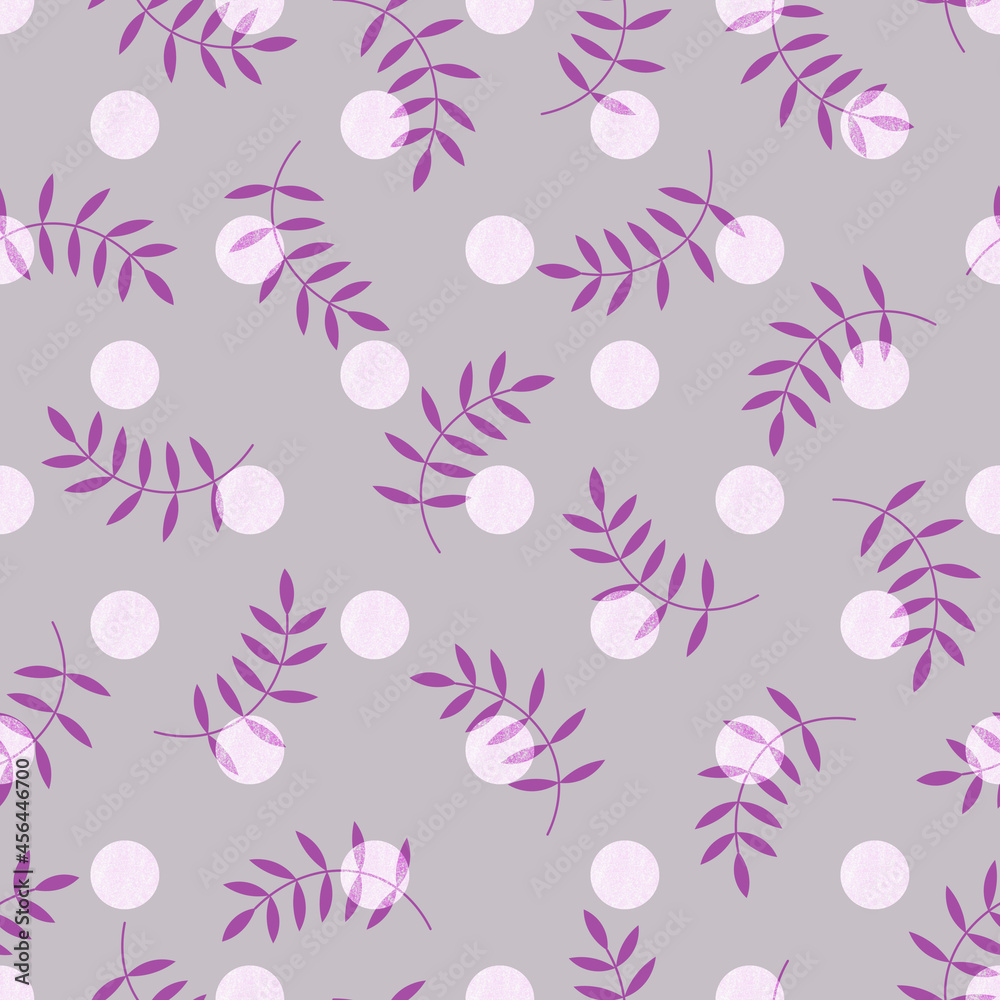 Seamless gray pattern with lilac leaves Seamless gray pattern with lilac leaves