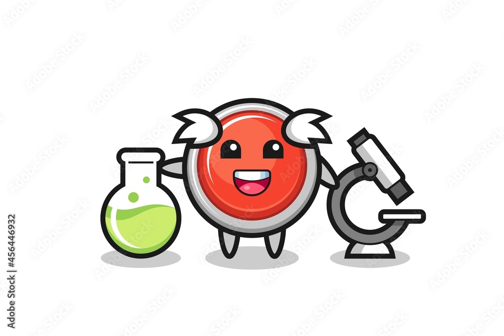 Mascot character of emergency panic button as a scientist Mascot character of emergency panic button as a scientist