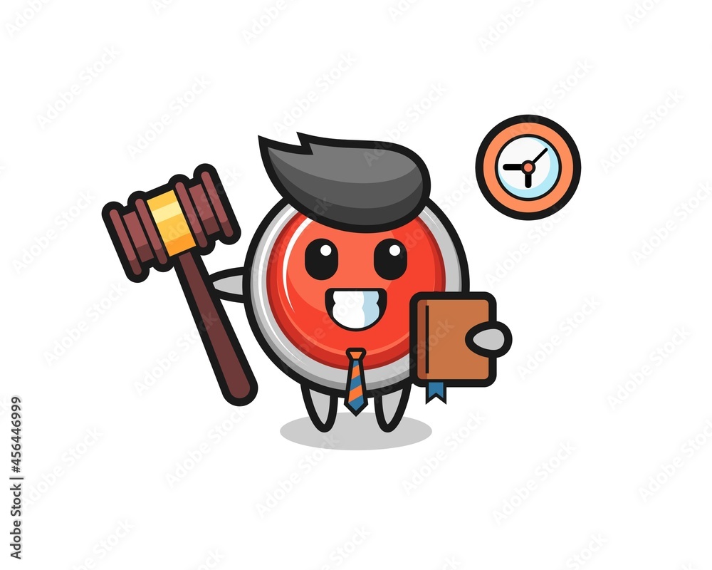Mascot cartoon of emergency panic button as a judge Mascot cartoon of emergency panic button as a judge