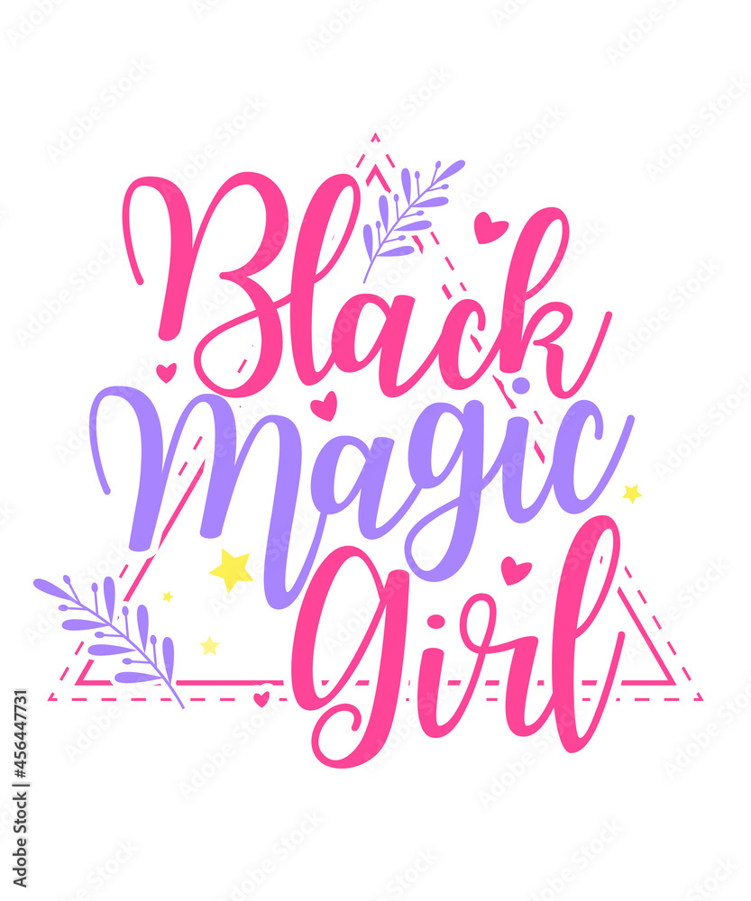 black magic girl African American typography design