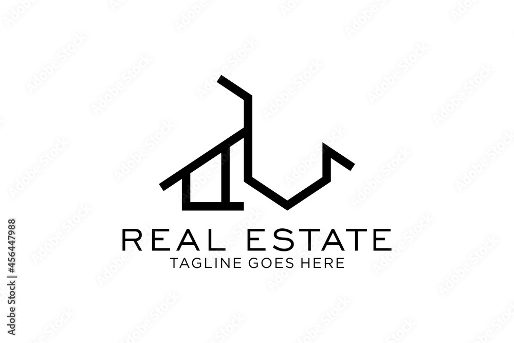 Letter V Simple modern building architecture logo design with line art skyscraper graphic Letter V Simple modern building architecture logo design with line art skyscraper graphic