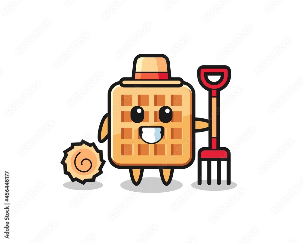 Mascot character of waffle as a farmer