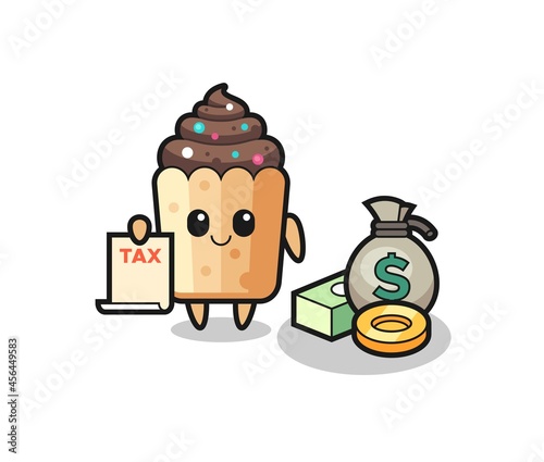 Character cartoon of cupcake as a accountant