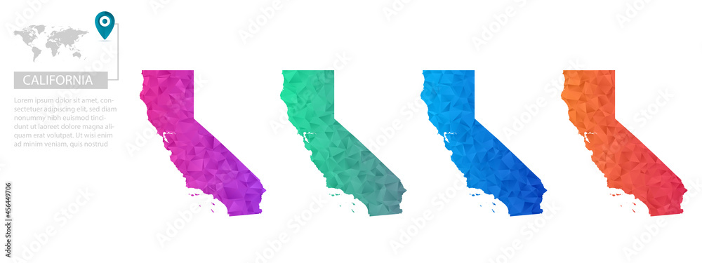 Vetor do Stock: Set of vector polygonal Wales maps. Bright gradient map ...