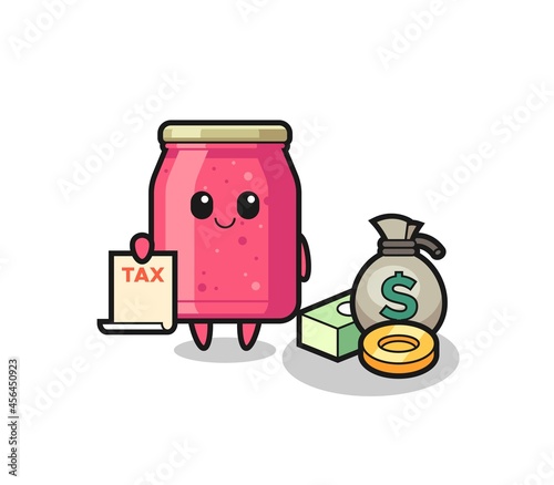 Character cartoon of strawberry jam as a accountant