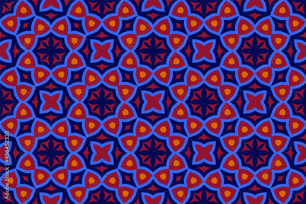 Seamless pattern with Arabic motifs in 4 colors. Vector illustration. Seamless pattern with Arabic motifs in 4 colors. Vector illustration.