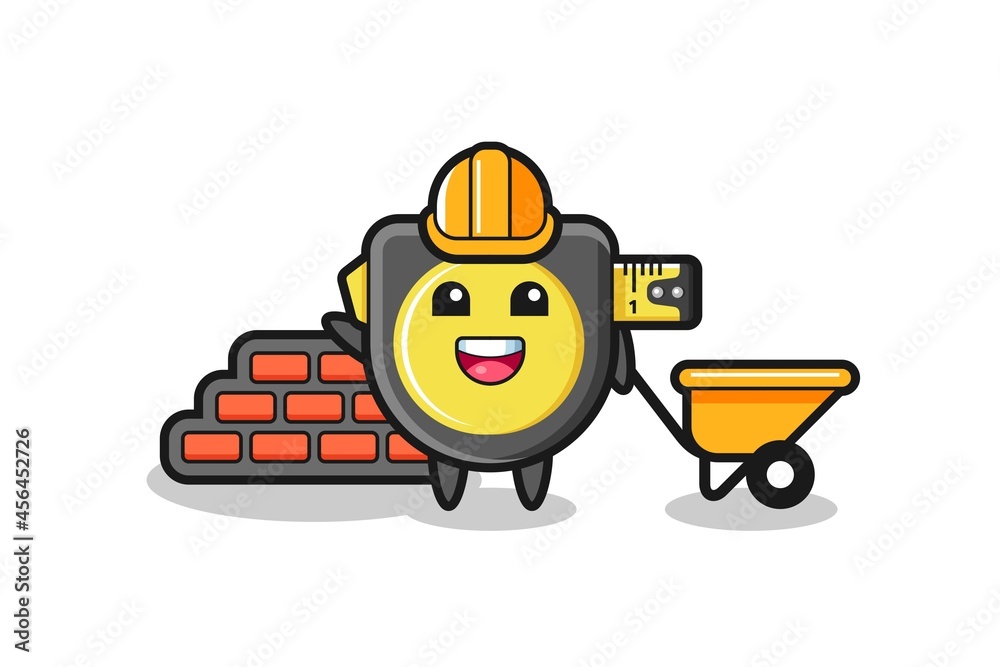 Cartoon character of tape measure as a builder Cartoon character of tape measure as a builder