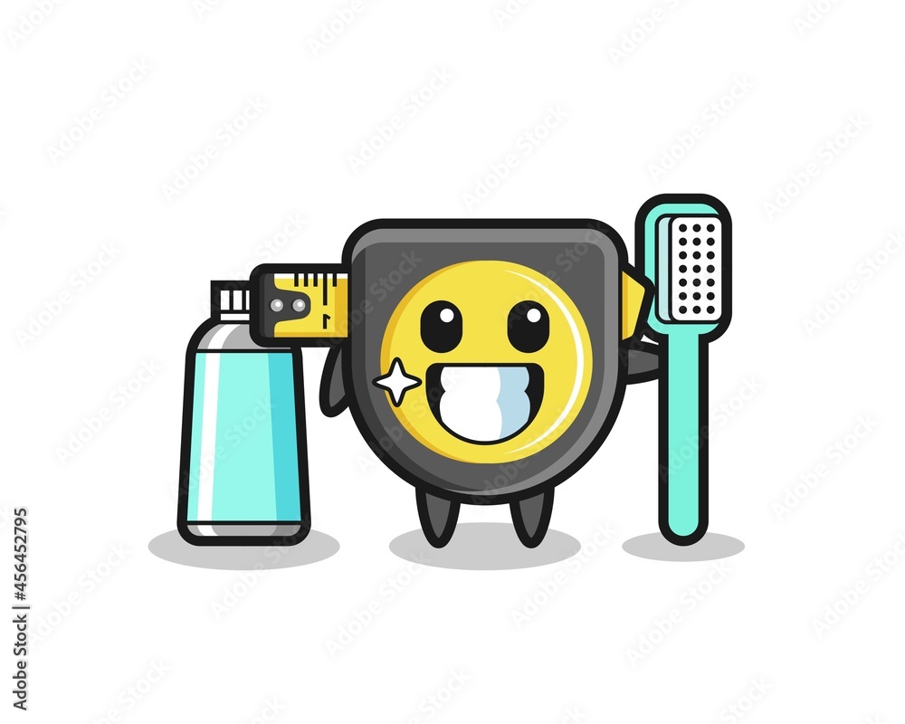 Mascot Illustration of tape measure with a toothbrush