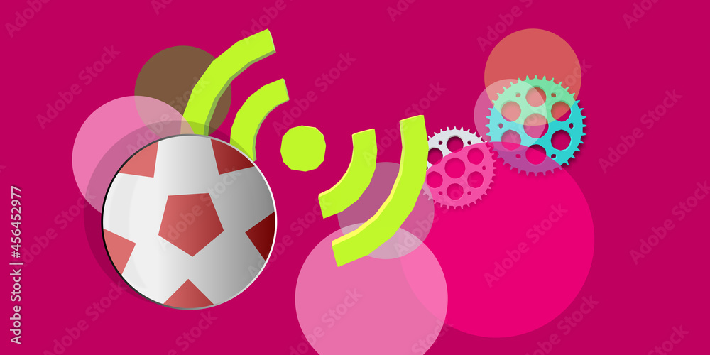 RADIO SIGN. Secure Wifi. Sport. SOCCER BALL. Network protocols interconnection symbol. Card relating to the game, play, betting and competition. Set of gear wheels. Wireless technology.