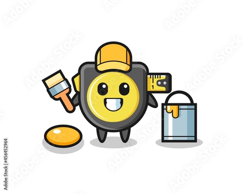 Character Illustration of tape measure as a painter