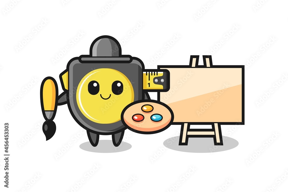 Illustration of tape measure mascot as a painter