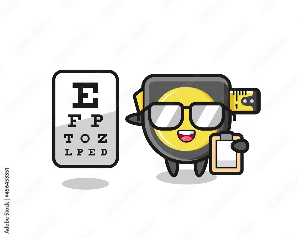 Illustration of tape measure mascot as an ophthalmology