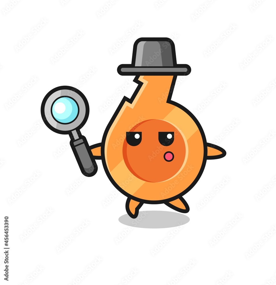 whistle cartoon character searching with a magnifying glass