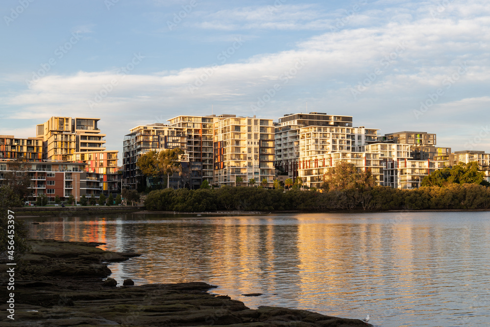 Waterfront apartment view on Meadowbank and Ryde area, Sydney, Australia.