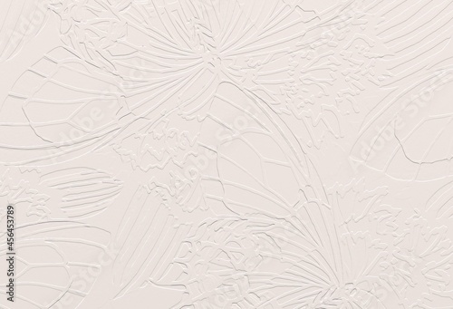 Butterfly and flower relief. 3D illustration. 3D rendering